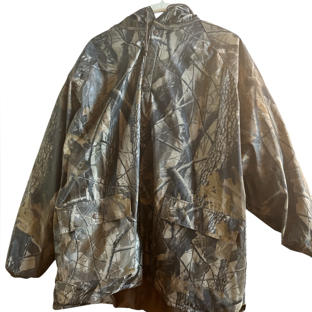 Stearns Men’s Size XXL Camo Dry Wear Jacket Hood Pockets Rip Inside‎ 1 Pocket